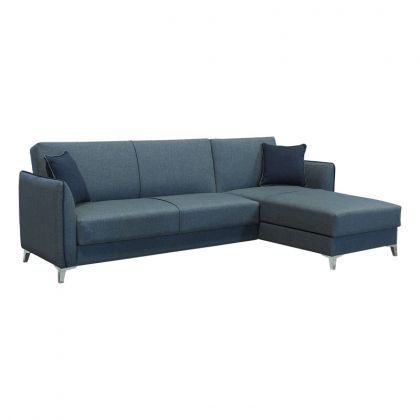 Разтегателен ъглов диван с ракла Torino със синя дамаска