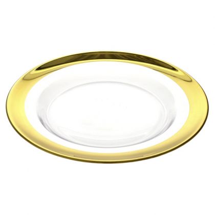 Стъклена чиния със златен кант D27CM