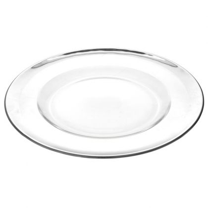 Стъклена чиния със сребърен кант D33CM