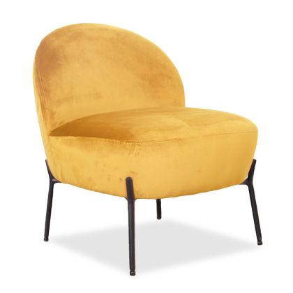 Кресло Poet с жълта плюшена дамаска 54,5x65,5x66cm