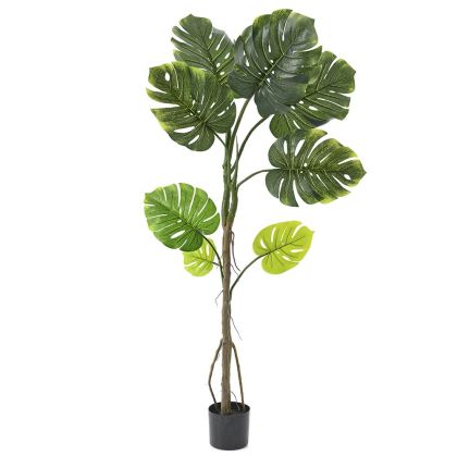 ARTIFICIAL MONSTERA PLANT WITH 8 LEAVES 130CM IN PLASTIC POT 15X13CM