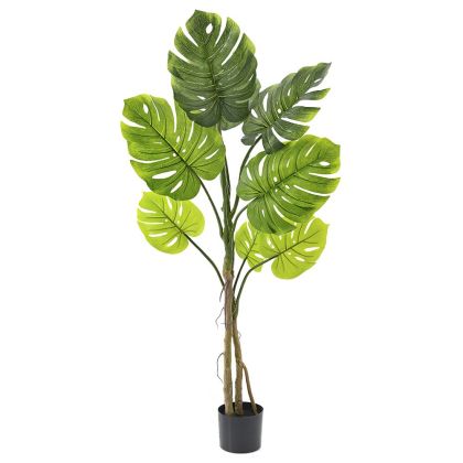 ARTIFICIAL MONSTERA PLANT WITH 9 LEAVES 90CM IN PLASTIC POT 15X13CM