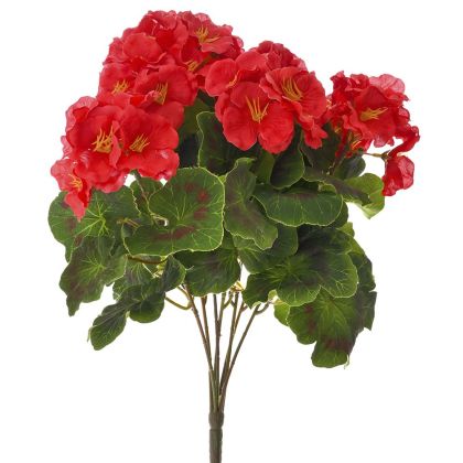 ARTIFICIAL RED GERANIUM BUSH 40CM WITH 94 FLOWERS