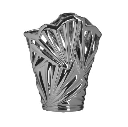 Керамична ваза сребърна 24х9х30