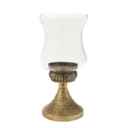 Златен метален свещник със чашка 13,5х13,5х28,5см