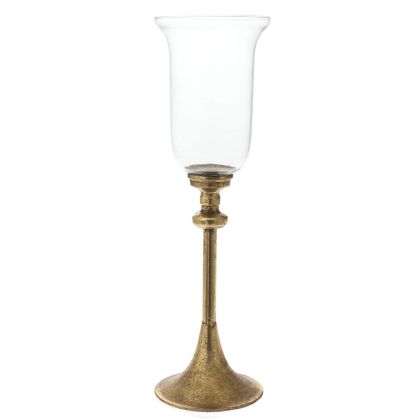 Златен метален свещник с чашка 15χ15χ49,5cm