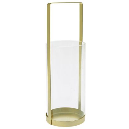 GOLD METAL CANDLEHOLDER D 10X30 CM WITH GLASS