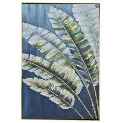 OIL PAINTING OF LEAVES 82X122 CM WITH GOLDEN FRAME