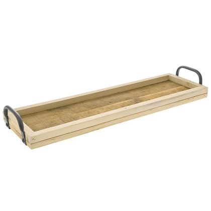 RECLAIMED WOOD TRAY 61X18X7 CM WITH METAL HANDLES