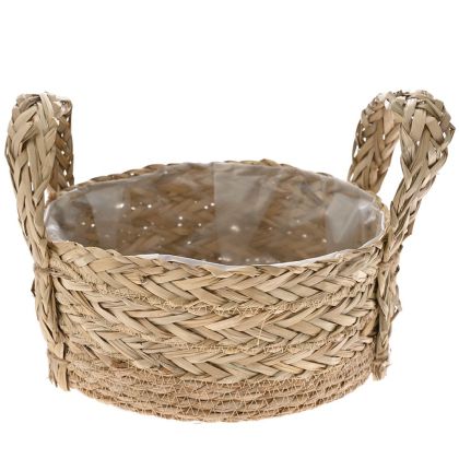 ROUND GRASS BASKET D 26X10 20 CM WITH PLASTIC LINING