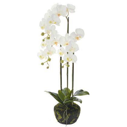 Изкуствена бяла орхидея 85 CM