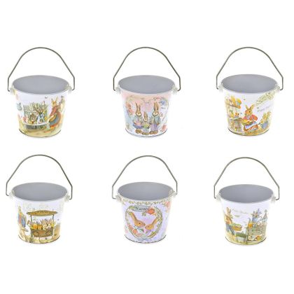 WHITE METAL BASKET WITH EASTER DESIGN IN 6 COLOURS AND DESIGNS 7Χ8Χ6 CM