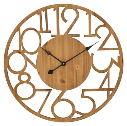 Дървен стенен часовник натурал 60х4,5х60