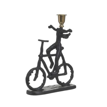 Алуминиев свещник велосипед черен/златен 24x17x31