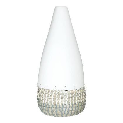 BAMBOO/SEAGRASS VASE WHITE/NATURAL Φ16X35
