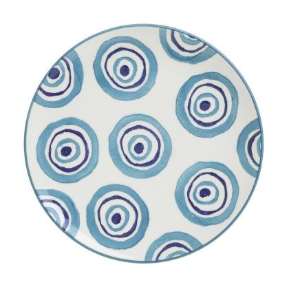 Керамична чиния бяла/синя φ26x2