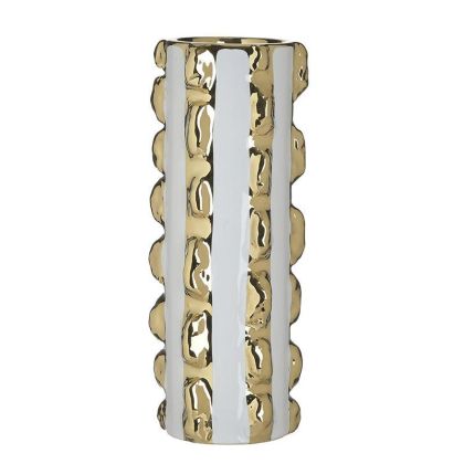 Керамична ваза бяла/златиста φ11χ28
