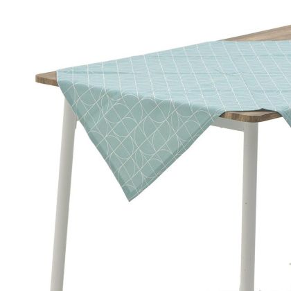 COTTON TABLE CLOTH STRIPES LIGHT BLUE/GREEN/WHITE 90X90