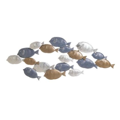 METAL WALL DECO FISHES SILVER/BLUE/GOLDEN 122X4X47