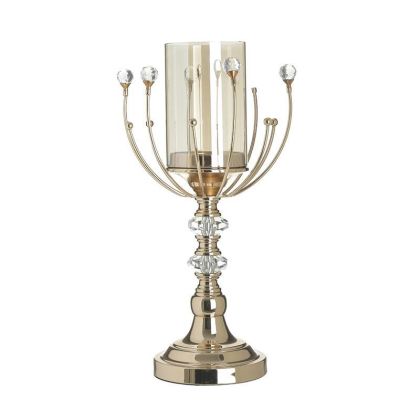 METAL/GLASS CANDLE HOLDER GOLDEN Φ18X38