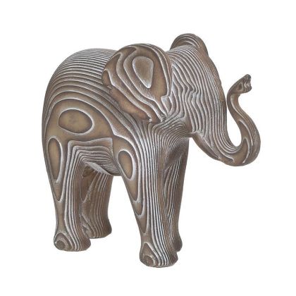 RESIN ELEPHANT BEIGE/ANTIQUE WHITE 20X8X17