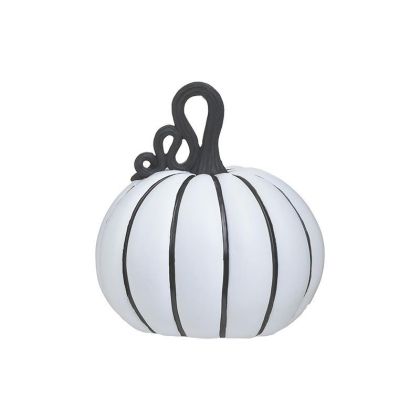 RESIN PUMPKIN WHITE/BLACK 19X16X21