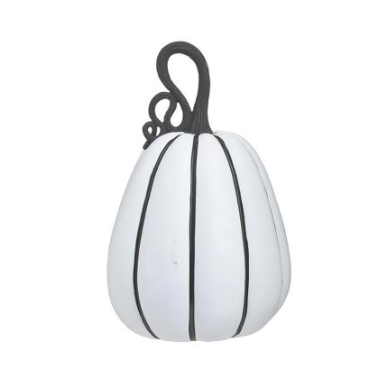 RESIN PUMPKIN WHITE/BLACK 20X18X31