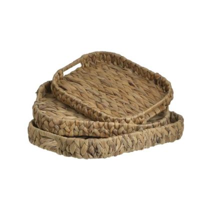 S/3 STRAW TRAY NATURAL 40X29X5