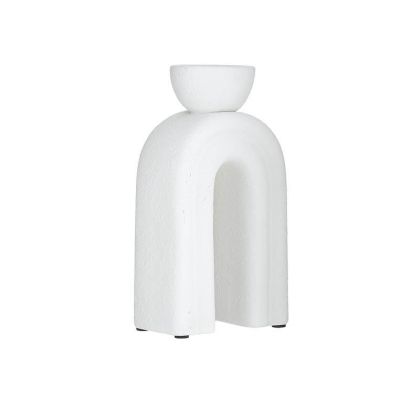 TERRACOTTA CANDLE HOLDER WHITE 16X9X28
