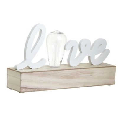 Настолна дървена декорация 'LOVE с LED 1.5V WHITE/NATURAL 34X8X19