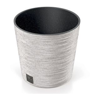 ECO BEIGE PLANTER FURU ROUND ECO WOOD D 25X25 CM MADE OF RECYCLED PLASTIC AND 33% WOOD