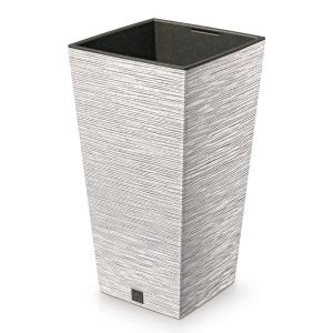 ECO BEIGE PLANTER FURU SQUARE ECO WOOD 30X30X55 CM MADE OF RECYCLED PLASTIC AND 33% WOOD