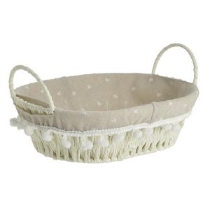 FABRIC BASKET WITH FLASHES NATURAL/WHITE 27X20X8