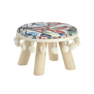 FABRIC/WOODEN STOOL WITH FLASHES MULTICOLOR Φ27X15