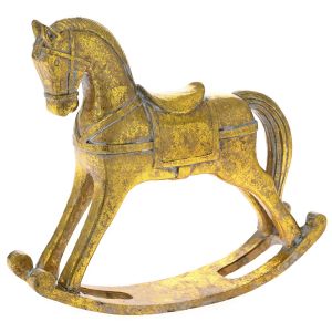 GOLD POLYRESIN ROCKING HORSE 29Χ27Χ7CM