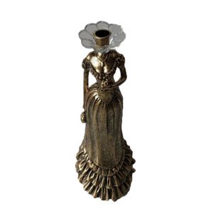 METAL FEMALE BODY CANDLE HOLDER ANTIQUE GOLDEN 15X14X39