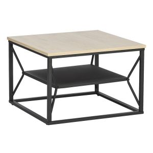 METAL/WOODEN COFFEE TABLE BLACK/NATURAL 60X60X40