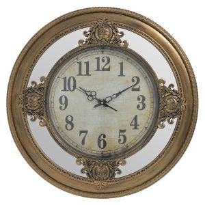 PP WALL CLOCK WITH MIRROR ANTIQUE GOLDEN (SM) 63X5X63