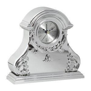 PP/GLASS TABLE CLOCK SILVER (SM) 17X6X18