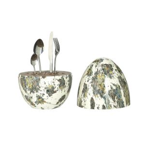 S/24 METAL CUTLERY SET WITH EGG CASE SILVER