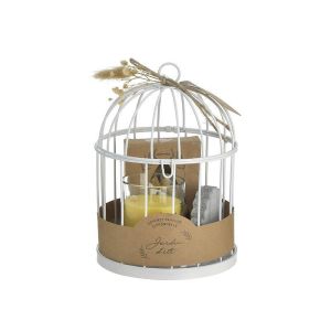SET GLASS/METAL ROOM DIFFUSER IN CAGE WHITE/YELLOW Φ14Χ20