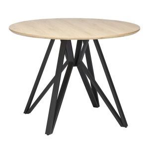WOODEN/METAL ROUND DINING TABLE NATURAL/BLACK Φ120X75
