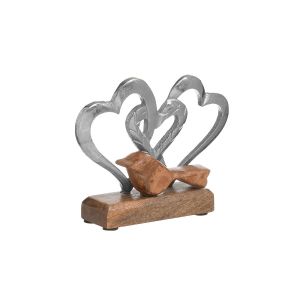 Декоративна фигура птица и сърце метал/дърво 18X5X14