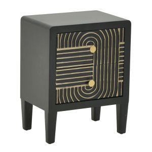 Дървено нощно шкафче цвят черен/златен 45X31X59