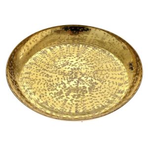 Златна метална кръгла чиния 30см