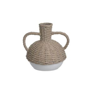 Керамична ваза бяла/натурална 12x19x21