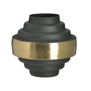 Метална ваза цвят черен/златен Φ25X25