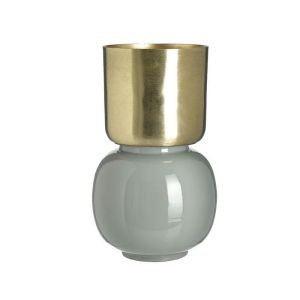 Метална емайлирана ваза цвят сив/златен Φ23X37