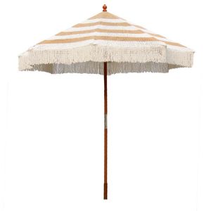 Плажен чадър макраме с пискюли бежов/кремав φ2,75χ2,62 μ