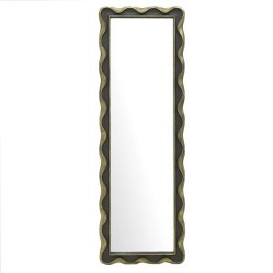 Стенно огледало с дървена рамка цвят черен/златен 54X5X163